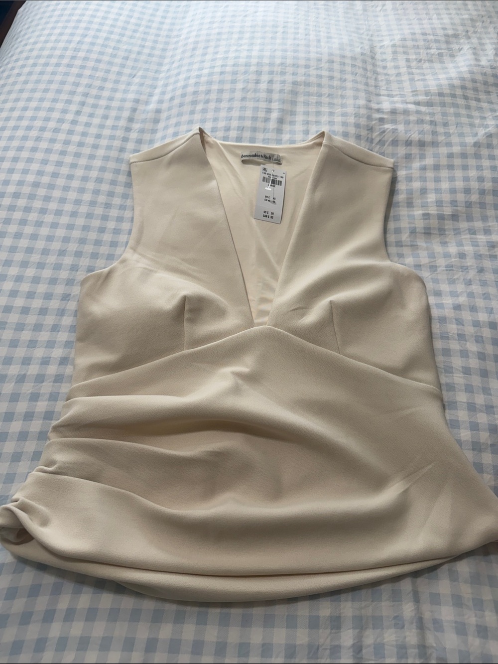 Abercrombie & Fitch Cream Sleeveless V-Neck Peplum Top